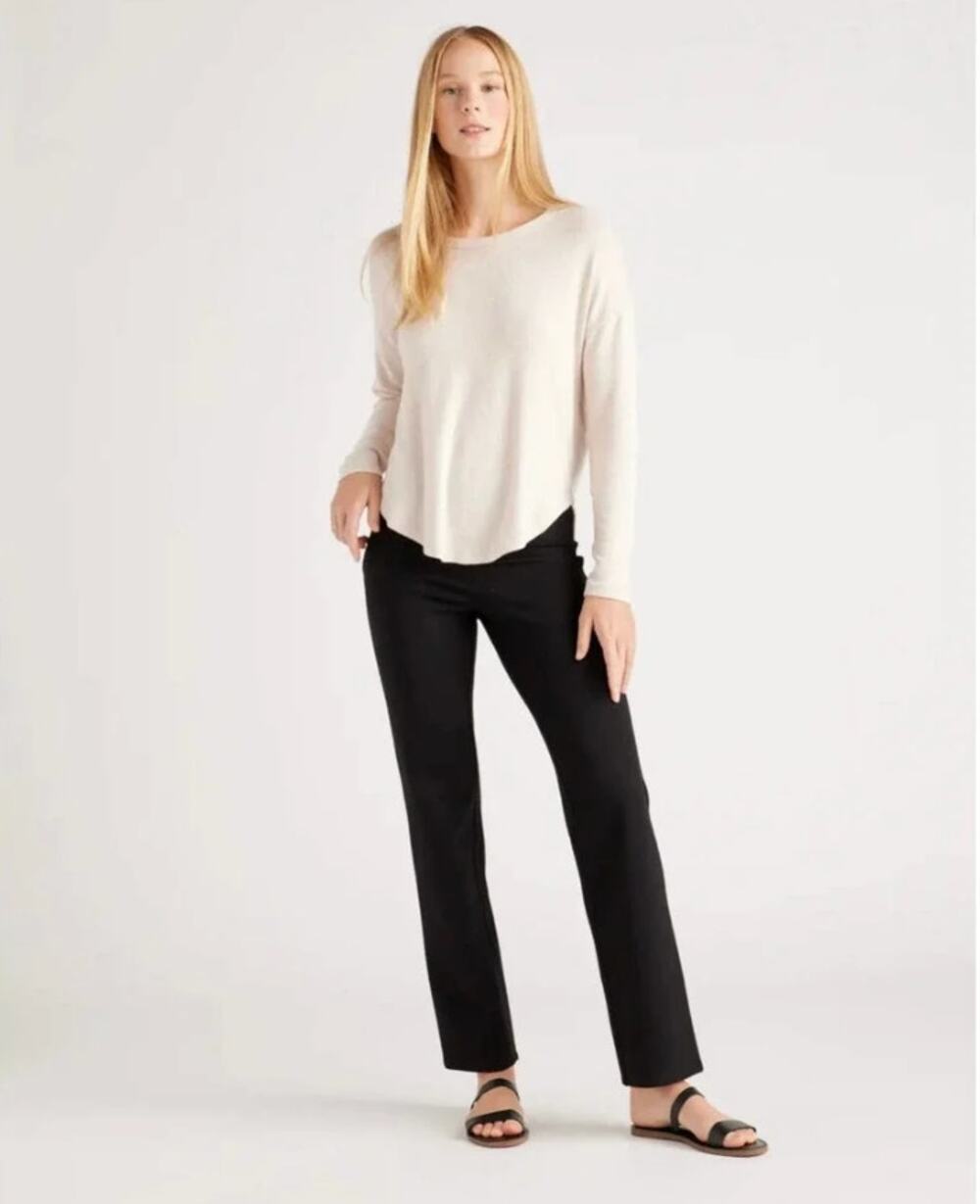 Quince Ultra Stretch Ponte Straight Leg Black Pants XL Extra Large